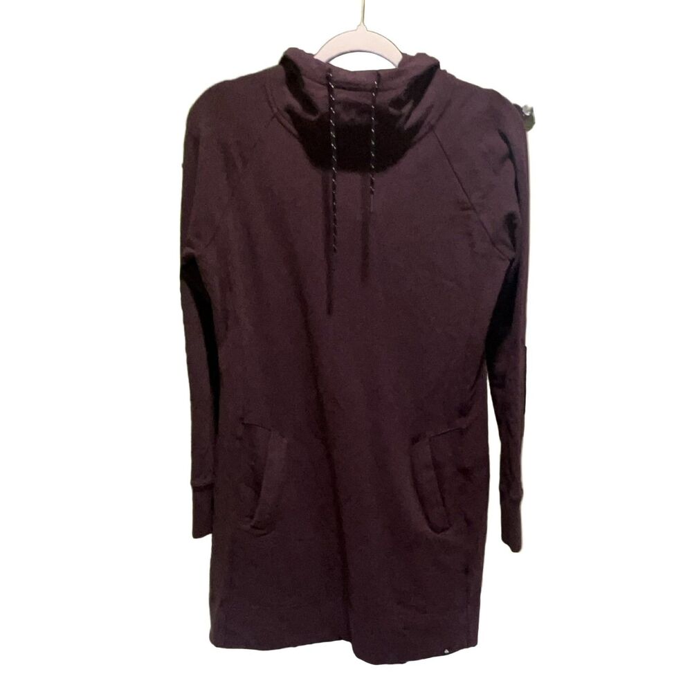 American Giant Cowl Neck Hooded Tunic Dress Women's S Maroon Cotton Stretch